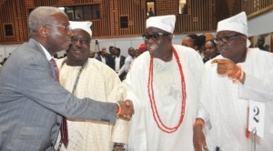 BRF (left)  welcoming White Cap Chiefs during the book launch.