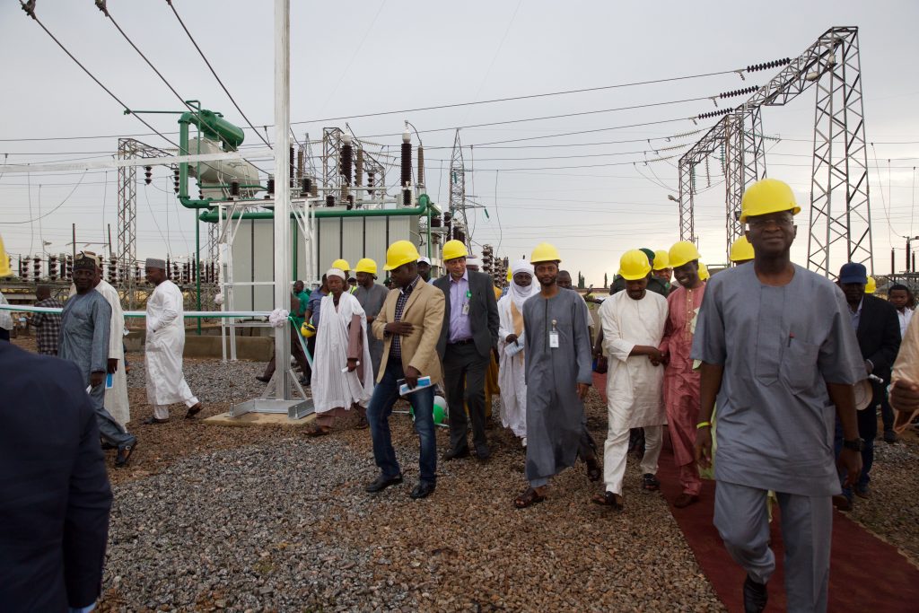 Hon. Minister of Power, Works & Housing, Mr Babatunde Fashola,SAN(right) and others shortly after the commissioning of the 60MVA ,132/33KV Transformer at the Zaria Transmission Substation, Zaria, Kaduna State on Sunday 10th June 2018.   