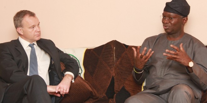 PICTURES: GOV. FASHOLA RECEIVES BRITISH MINISTER FOR AFRICA, DEP. HIGH COMMISSIONER TO NIG, ON COURTESY VISIT