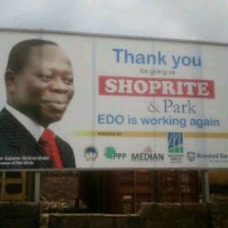 Pix of the day!Gov Oshinmole Supporters makes billboard thanking for shoprite