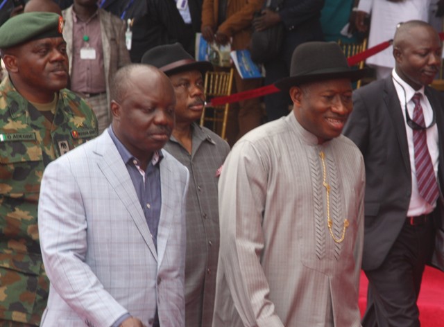 Jonathan Breaks Ground for Maritime University, Dockyard in Delta * As Uduaghan seeks Support for Jonathan in 2015