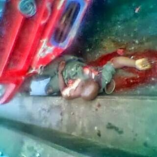 Picture of soldier crushed by BRT bus that caused the mayhem in Lagos this morning