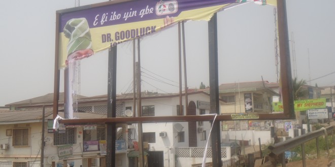 Sen Folarin Campaigh group releases picture of damaged billboards