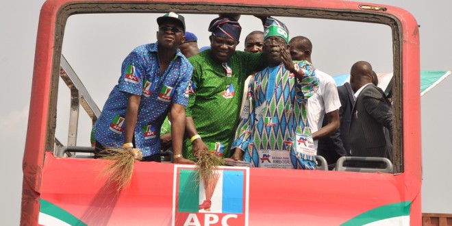 PICTURES: GOV. FASHOLA, ASIWAJU TINUBU, AMBODE, OTHERS AT APC GOVERNORSHIP CAMPAIGN MEGA RALLY AT OJO, LAGOS