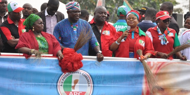 PHOTO NEWS: HON. ORELOPE-ADEFULIRE, AMBODE, OTHERS AT APC MAINLAND LOCAL GOVERNMENT CAMPAIGN MEGA RALLY AT YABA, LAGOS