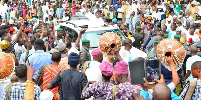 Pics!Hundreds of Aregbesola’s supporters hail him at praying ground