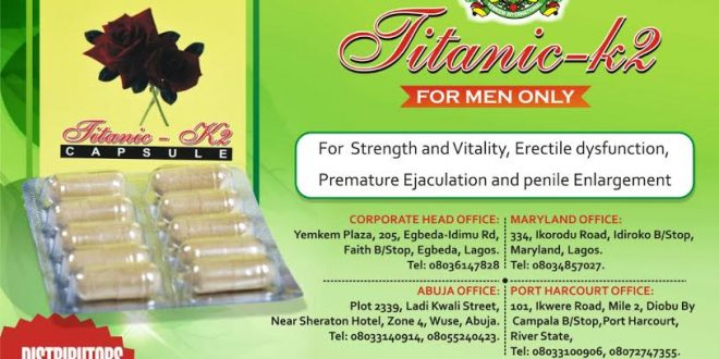 YEMKEM PROFERS SOLUTION TO PREMATURE EJACULATION WITH TITANIC – K2