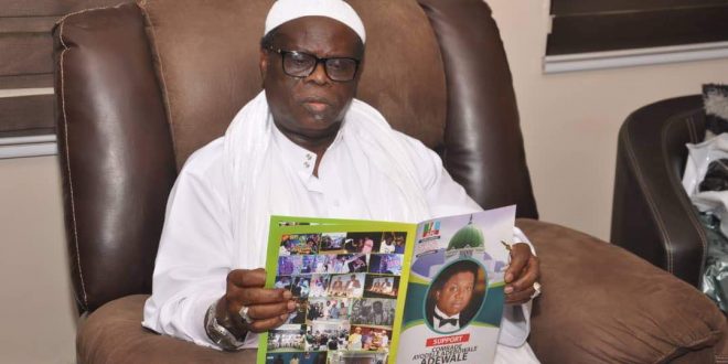 COMRADE AYODELE ADEWALE FELICITATES WITH  CARDINAL JAMES ODUNMBAKUN (BABA ETO) ON HIS 72ND BIRTHDAY WITH OTHER APC CHIEFTAINS IN LAGOS.