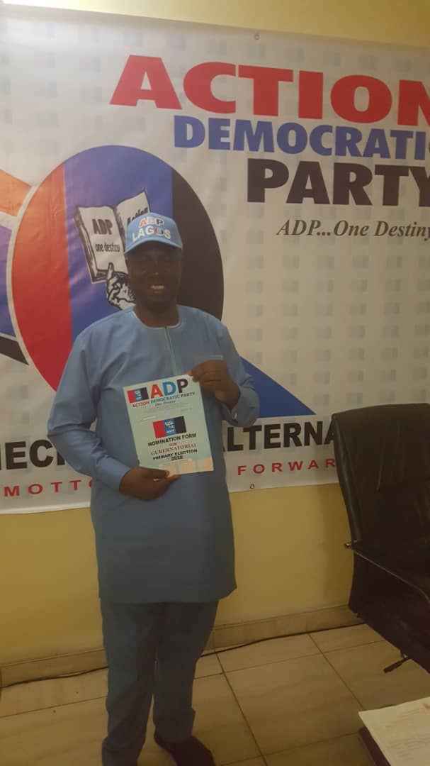 Lagos 2019: Gbadamosi Picks ADP Governorship Nomination Form, Sets To Battle Sanwo-Olu.