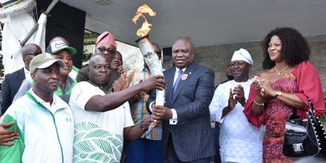 AMBODE RECEIVES TORCH OF UNITY FOR 2019 NATIONAL SPORTS FESTIVAL