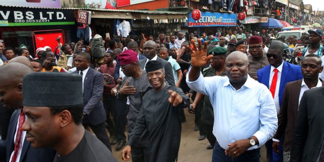 PICTURES: VP OSINBAJO, GOV AMBODE EXTEND TRADERMONI SCHEME TO IKOTUN, IGANDO AND OKE ODO MARKETS IN LAGOS ON MONDAY, NOVEMBER 12, 2018