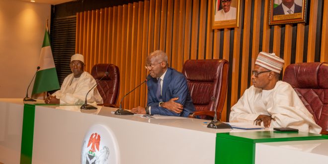 PICTURES: FASHOLA RECEIVES ANNUAL REPORT OF THE BOARD OF FEDERAL HOUSING AUTHORITY BOARD(FHA) IN ABUJA