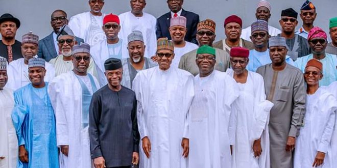 Pix Buhari meets 36 Govs and service chiefs