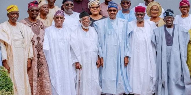 Pics  President Buhari receives Afenifere leaders in Aso rock