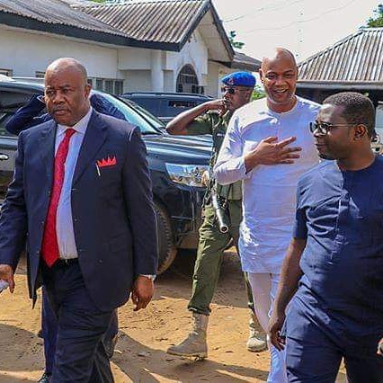 Party Members Mob Akpabio at Tribunal