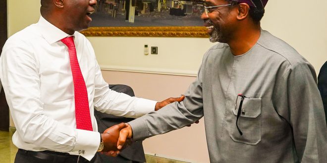 PHOTO NEWS: GOV. SANWO-OLU RECEIVES SPEAKER, HOUSE OF REPRESENTATIVES, RT. HON. GBAJABIAMILA AT STATE GOVERNOR’S LODGE, ABUJA