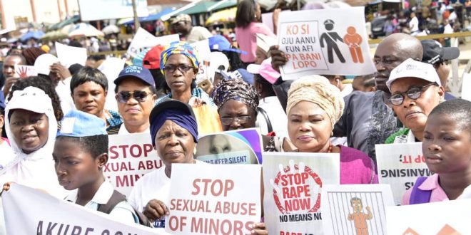 Ondo first lady leads march against rape, says enough is enough