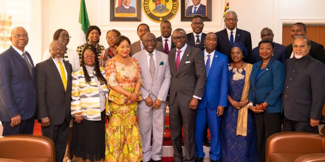 PHOTO NEWS: GOV. SANWO-OLU RECEIVES MANAGEMENT TEAM OF LAGOS CHAMBER OF COMMERCE AND INDUSTRY AT LAGOS HOUSE, ALAUSA, IKEJA