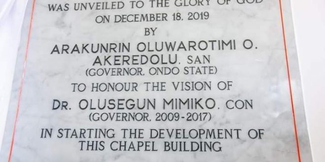 Gov Akeredolu invites Mimiko to commissioning of Govt housel chapel