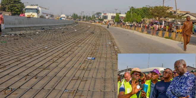 PICTURES: FASHOLA, DANGOTE INSPECT THE ONGOING RECONSTRUCTION OF APAPA – OWORONSHOKI – OJOTA EXPRESSWAY IN LAGOS