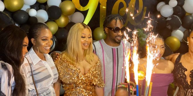 Pics As 9ice beautifull wife Olasunkami hosts surprise dinner to mark his 40th birthday.