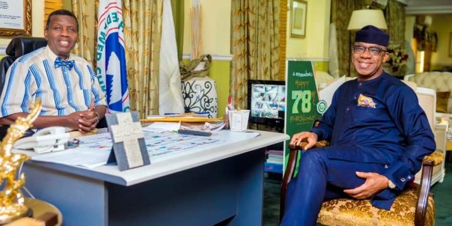 GOV. ABIODUN VISITS PASTOR ADEBOYE, EULOGISES PASTOR ON 78TH BIRTHDAY