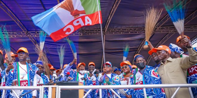 BUHARI, TINUBU, SANWO-OLU, APC GOVS STORM OSUN FOR OYETOLA’S RE-ELECTION RALLY