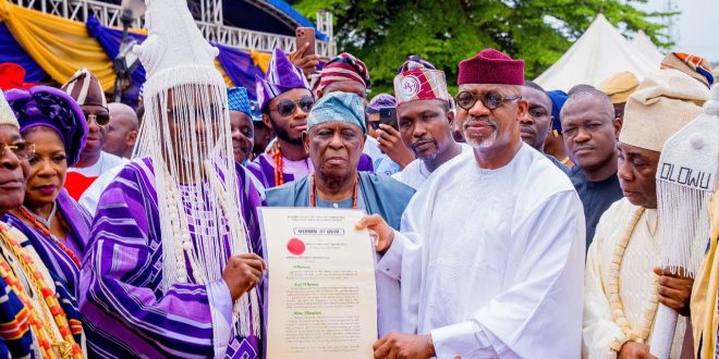 Ogun: Abiodun presents staff of office to 14th Olowu, tasks him on development of domain