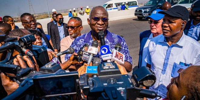 PICTURES: FASHOLA INSPECTS THE SECOND NIGER BRIDGE IN DELTA AND ANAMBRA STATES AS IT OPENS FOR USE