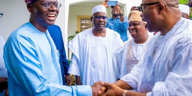 NASS: SANWO-OLU THROWS SUPPORT BEHIND AKPABIO, JIBRIN FOR 10TH SENATE LEADERSHIP