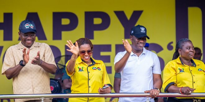 PICTURES: GOV SANWO-OLU AT THE MAY DAY CELEBRATION HELD AT THE MOBOLAJI JOHNSON ARENA