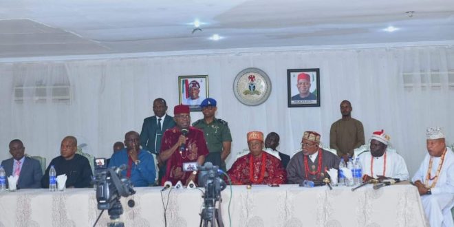 GOV OTTI IN MEETING WITH TRADITIONAL RULERS, URGES CONCERTED EFFORTS TO DEFEAT CRIME