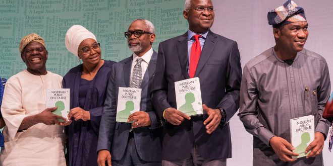 FASHOLA, FEMI GBAJABIAMILA, HAMZAT, CHIEF AKANDE AND OTHERS AT THE PUBLIC PRESENTATION OF NIGERIAN PUBLIC DISCOURSE:  THE INTERPLAY OF EMPIRICAL EVIDENCE AND HYPERBOLE IN LAGOS