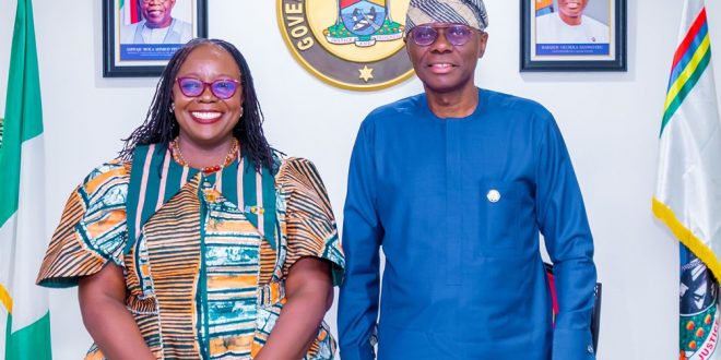 SANWO-OLU, RECEIVES NEW UNDP RESIDENT REPRESENTATIVE, MS. ELSIE ATTAFUAH AT THE LAGOS HOUSE, MARINA, ON TUESDAY, 9TH APRIL, 2024