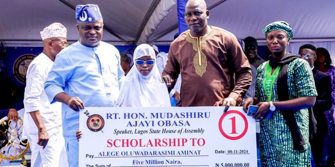 “Speaker Obasa Celebrates 52nd Birthday with Lagos School Kids, Rewards Top Students”