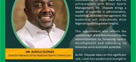 “Olopade’s Appointment as Director-General Marks a New Era for Nigerian Sports – GNI”